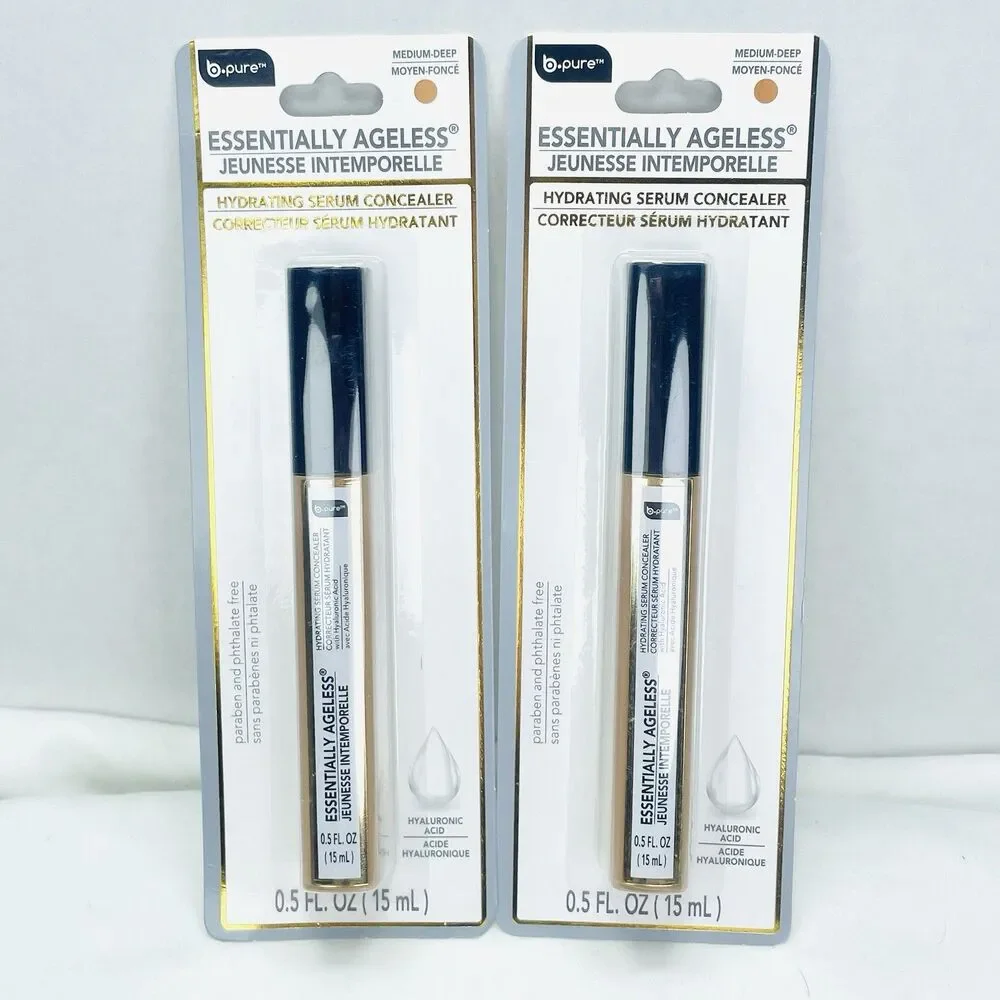 2 Pack B-Pure ESSENTIALLY AGELESS Hydrating Serum Concealer MEDIUM DEEP New